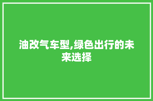 油改气车型,绿色出行的未来选择