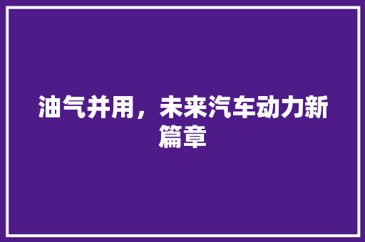 油气并用，未来汽车动力新篇章