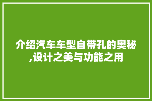 介绍汽车车型自带孔的奥秘,设计之美与功能之用