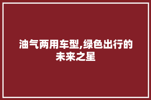 油气两用车型,绿色出行的未来之星