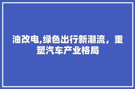油改电,绿色出行新潮流，重塑汽车产业格局