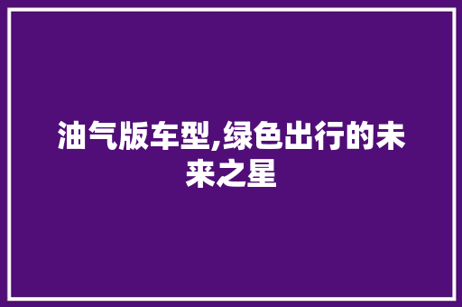 油气版车型,绿色出行的未来之星