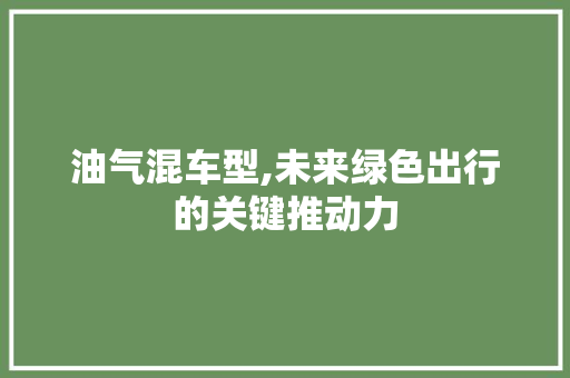 油气混车型,未来绿色出行的关键推动力
