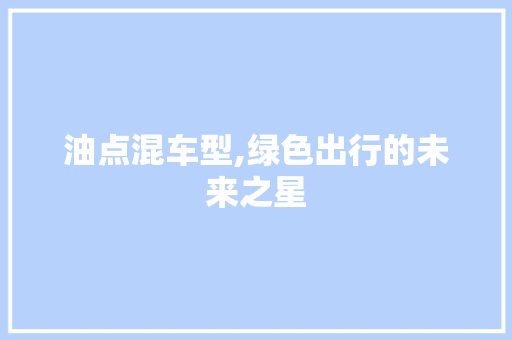 油点混车型,绿色出行的未来之星