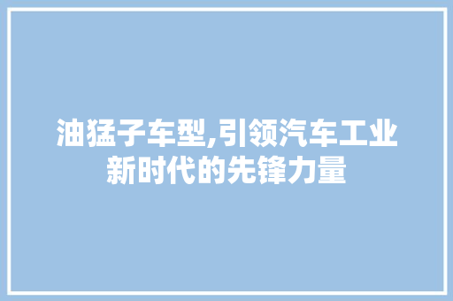 油猛子车型,引领汽车工业新时代的先锋力量