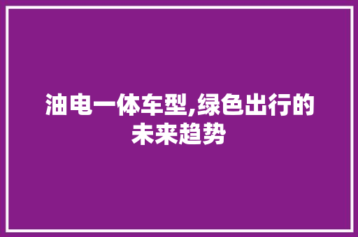 油电一体车型,绿色出行的未来趋势