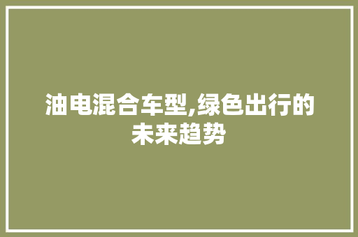 油电混合车型,绿色出行的未来趋势