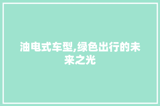油电式车型,绿色出行的未来之光