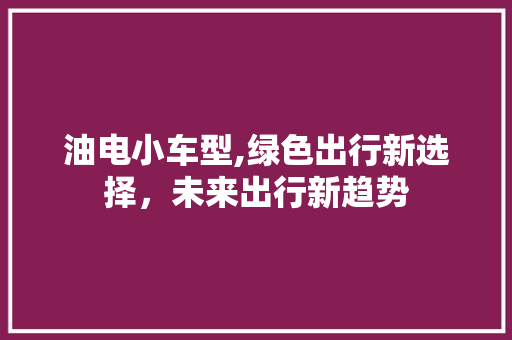 油电小车型,绿色出行新选择，未来出行新趋势