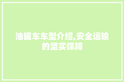 油罐车车型介绍,安全运输的坚实保障