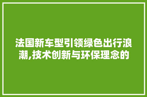 法国新车型引领绿色出行浪潮,技术创新与环保理念的完美结合