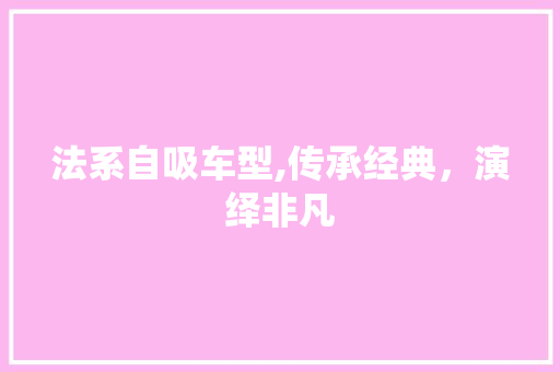 法系自吸车型,传承经典，演绎非凡
