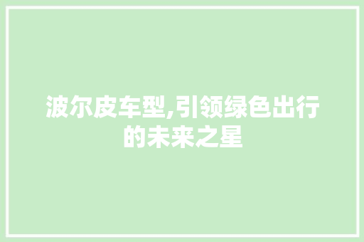 波尔皮车型,引领绿色出行的未来之星