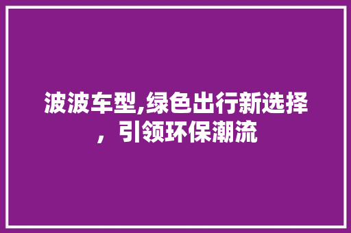 波波车型,绿色出行新选择，引领环保潮流