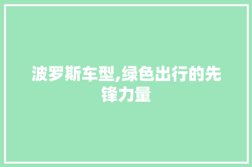波罗斯车型,绿色出行的先锋力量