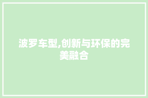 波罗车型,创新与环保的完美融合
