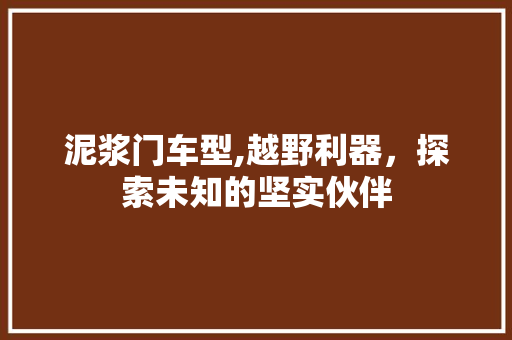 泥浆门车型,越野利器，探索未知的坚实伙伴