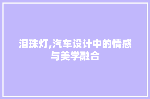 泪珠灯,汽车设计中的情感与美学融合