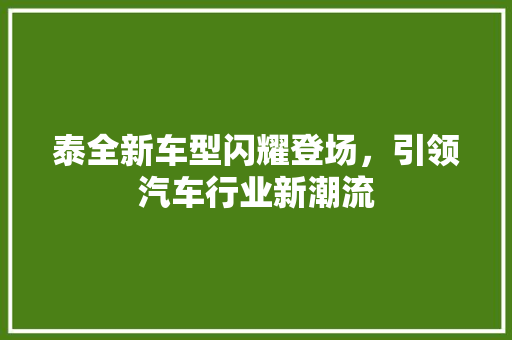 泰全新车型闪耀登场，引领汽车行业新潮流