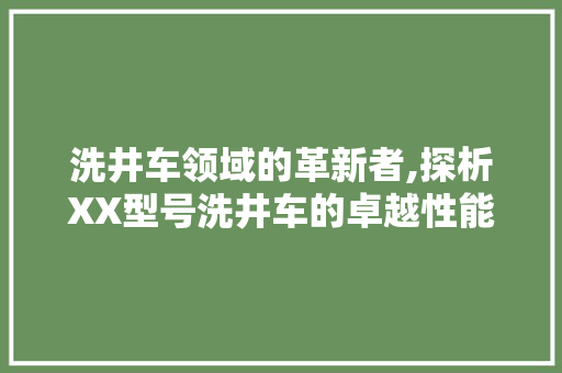 洗井车领域的革新者,探析XX型号洗井车的卓越性能与市场前景