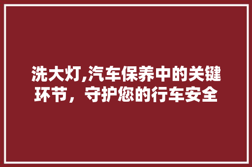 洗大灯,汽车保养中的关键环节，守护您的行车安全 新款车型