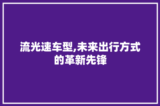 流光速车型,未来出行方式的革新先锋