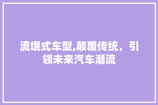 流氓式车型,颠覆传统，引领未来汽车潮流