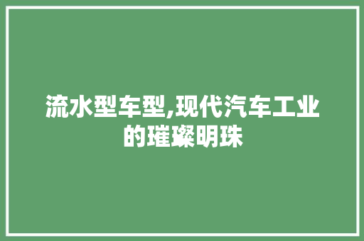 流水型车型,现代汽车工业的璀璨明珠