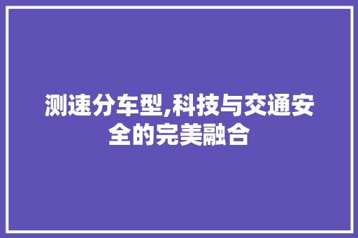 测速分车型,科技与交通安全的完美融合
