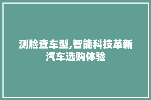 测脸查车型,智能科技革新汽车选购体验