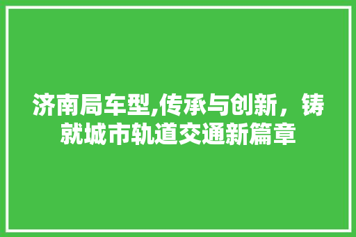 济南局车型,传承与创新，铸就城市轨道交通新篇章