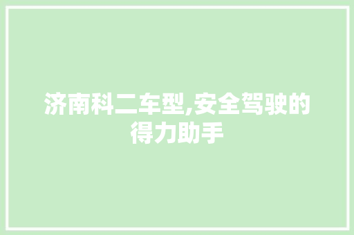 济南科二车型,安全驾驶的得力助手