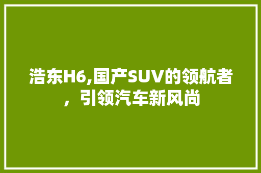 浩东H6,国产SUV的领航者，引领汽车新风尚 变速箱配件