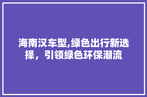 海南汉车型,绿色出行新选择，引领绿色环保潮流 底盘配件