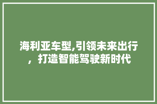 海利亚车型,引领未来出行，打造智能驾驶新时代 车身配件