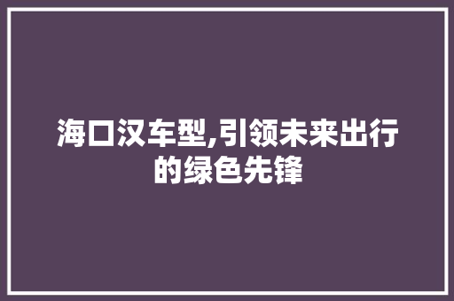 海口汉车型,引领未来出行的绿色先锋