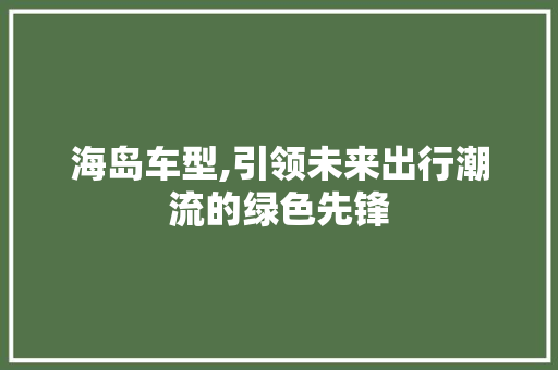海岛车型,引领未来出行潮流的绿色先锋