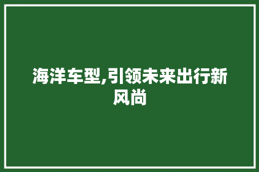 海洋车型,引领未来出行新风尚