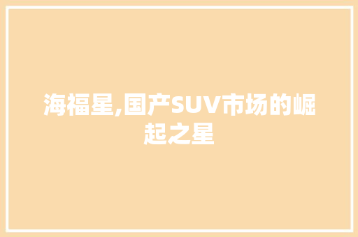 海福星,国产SUV市场的崛起之星