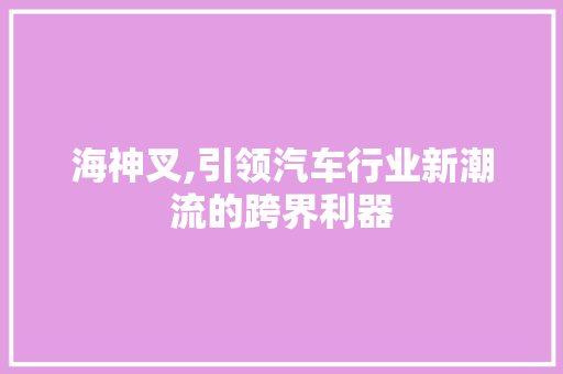 海神叉,引领汽车行业新潮流的跨界利器