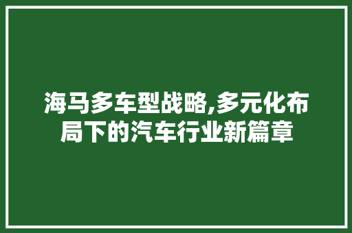 海马多车型战略,多元化布局下的汽车行业新篇章