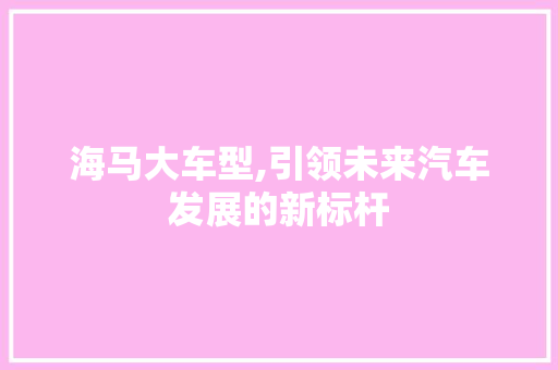 海马大车型,引领未来汽车发展的新标杆