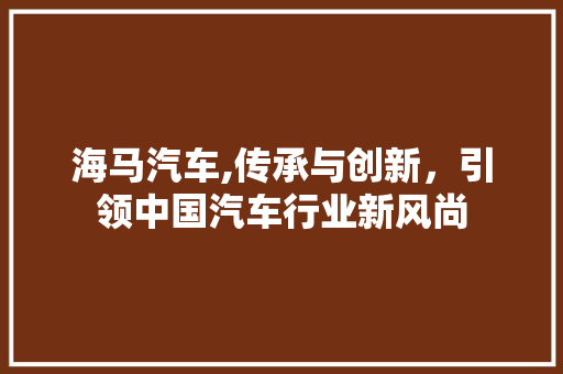 海马汽车,传承与创新，引领中国汽车行业新风尚
