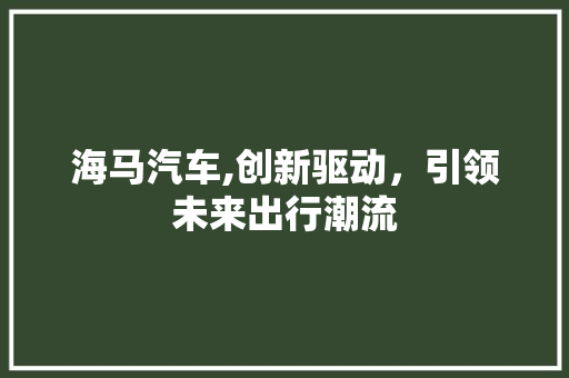 海马汽车,创新驱动，引领未来出行潮流