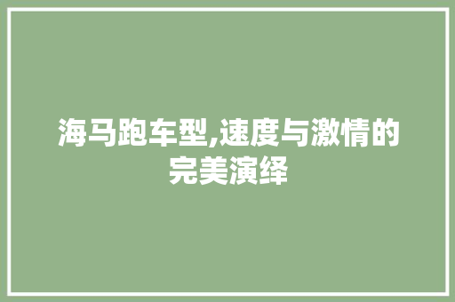 海马跑车型,速度与激情的完美演绎