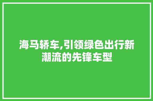 海马轿车,引领绿色出行新潮流的先锋车型