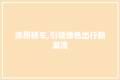 涂昂轿车,引领绿色出行新潮流