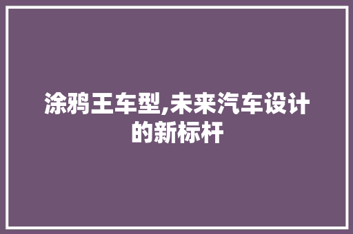 涂鸦王车型,未来汽车设计的新标杆