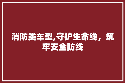 消防类车型,守护生命线，筑牢安全防线
