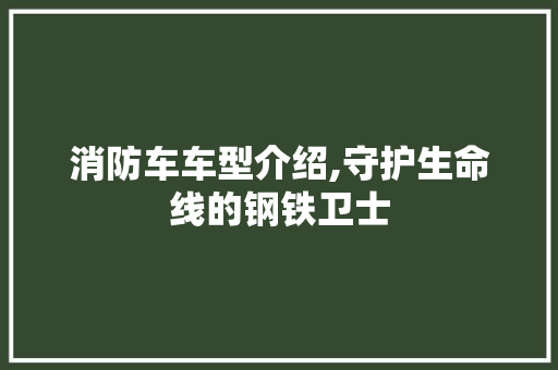 消防车车型介绍,守护生命线的钢铁卫士
